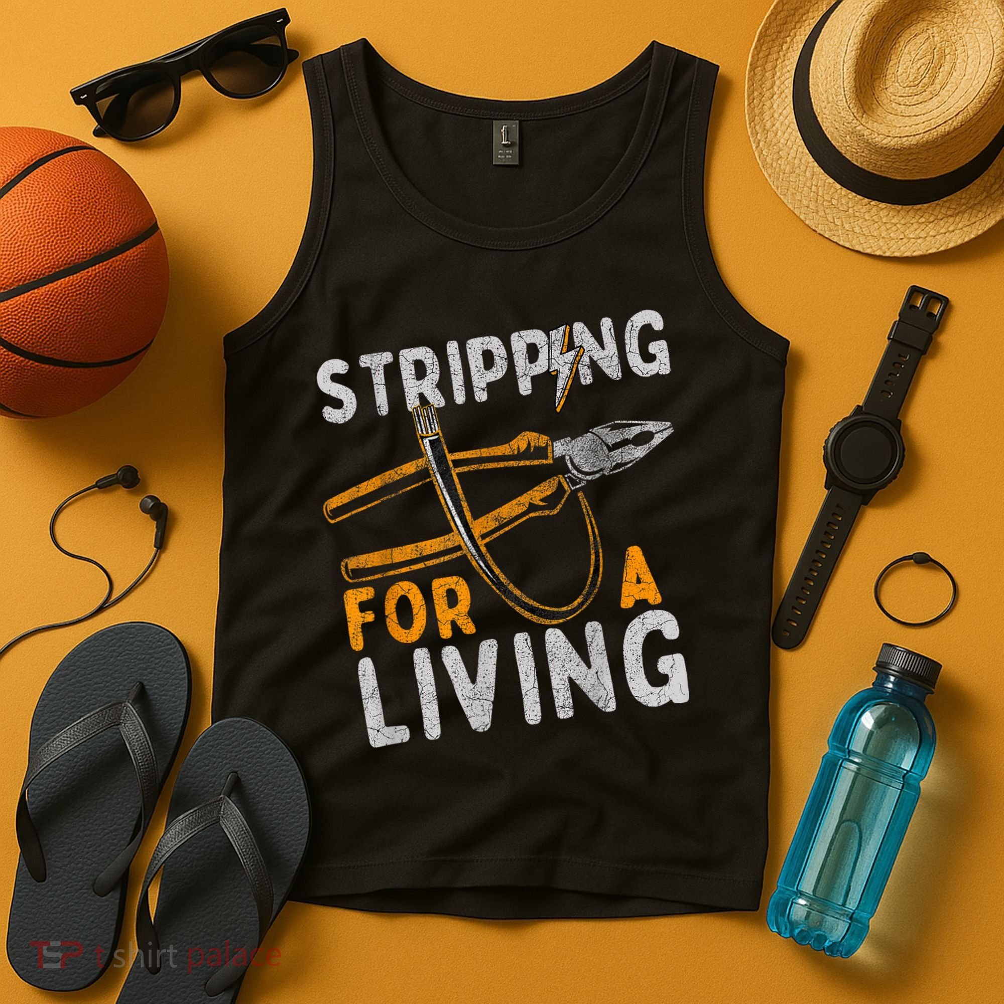 Stripping For A Living Electrician Work Electrical Worker Tank Top