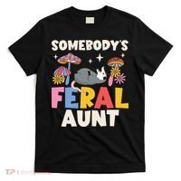 Somebody's Feral Aunt Opossum Wild Auntie Groovy Mushroom T-Shirt thumb 0