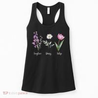 Subtle Floral Anti Trump Flowers Foxglove Daisy Tulip Funny Women's Tank Top thumb 0