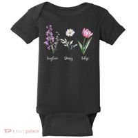 Subtle Floral Anti Trump Flowers Foxglove Daisy Tulip Funny Baby Bodysuit thumb 0