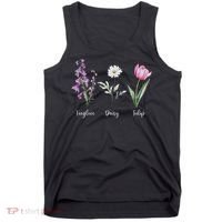 Subtle Floral Anti Trump Flowers Foxglove Daisy Tulip Funny Tank Top thumb 0