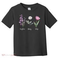 Subtle Floral Anti Trump Flowers Foxglove Daisy Tulip Funny Toddler T-Shirt thumb 0