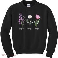 Subtle Floral Anti Trump Flowers Foxglove Daisy Tulip Funny Kids Sweatshirt thumb 0