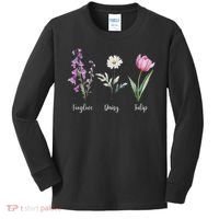 Subtle Floral Anti Trump Flowers Foxglove Daisy Tulip Funny Kids Long Sleeve Shirt thumb 0