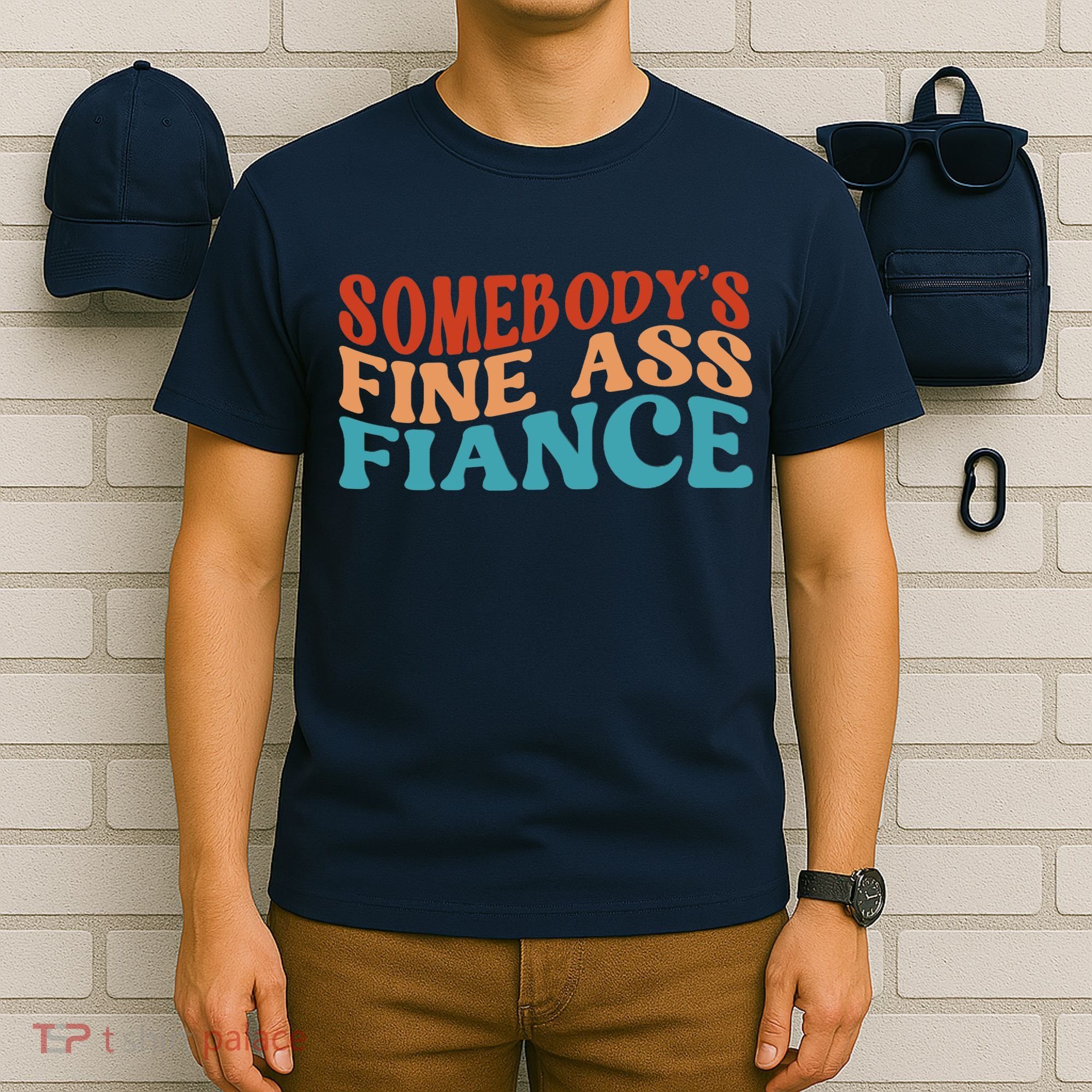 Somebody's Fine Ass Fiance Funny Mom Saying Retro Groovy T-Shirt