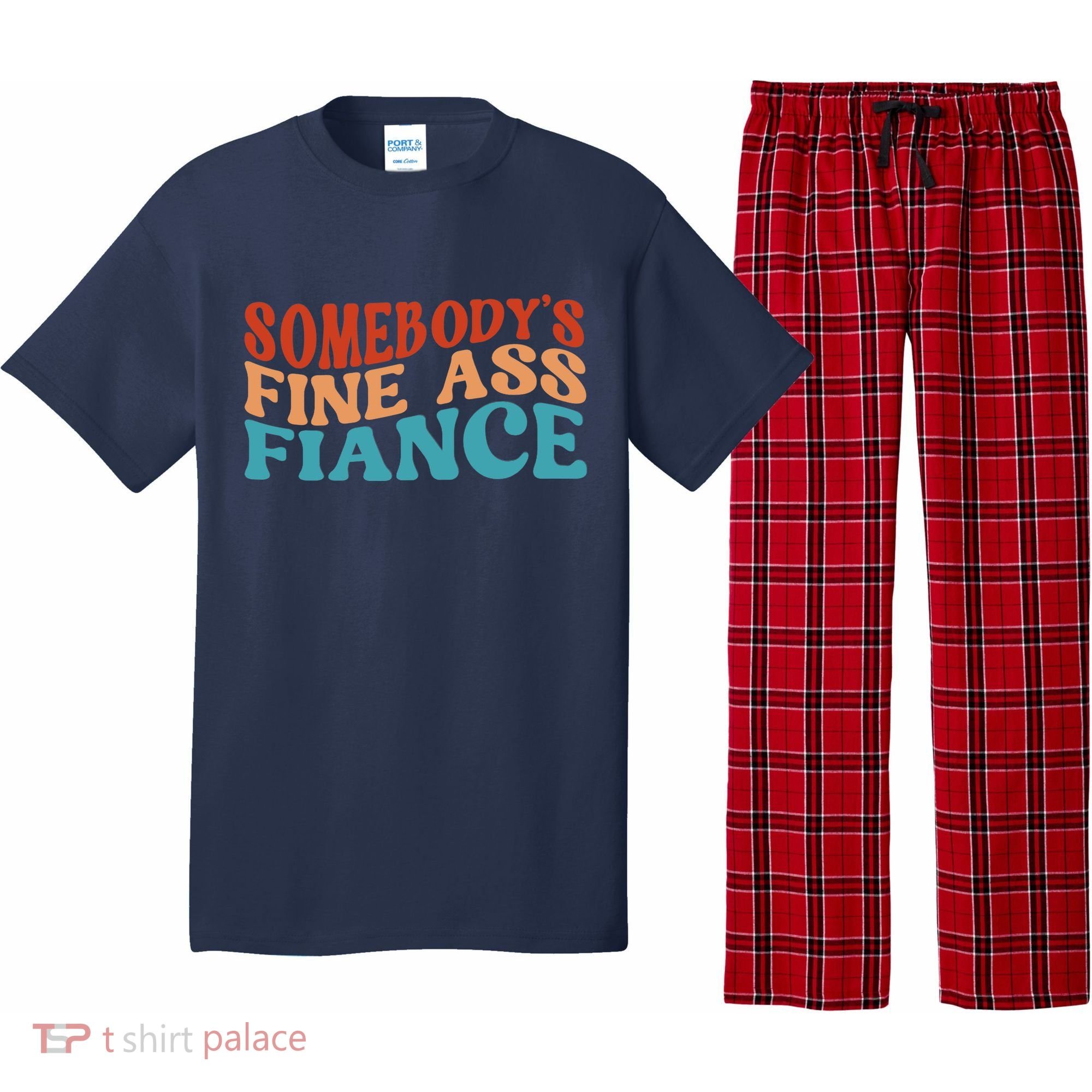 Somebody's Fine Ass Fiance Funny Mom Saying Retro Groovy Pajama Set