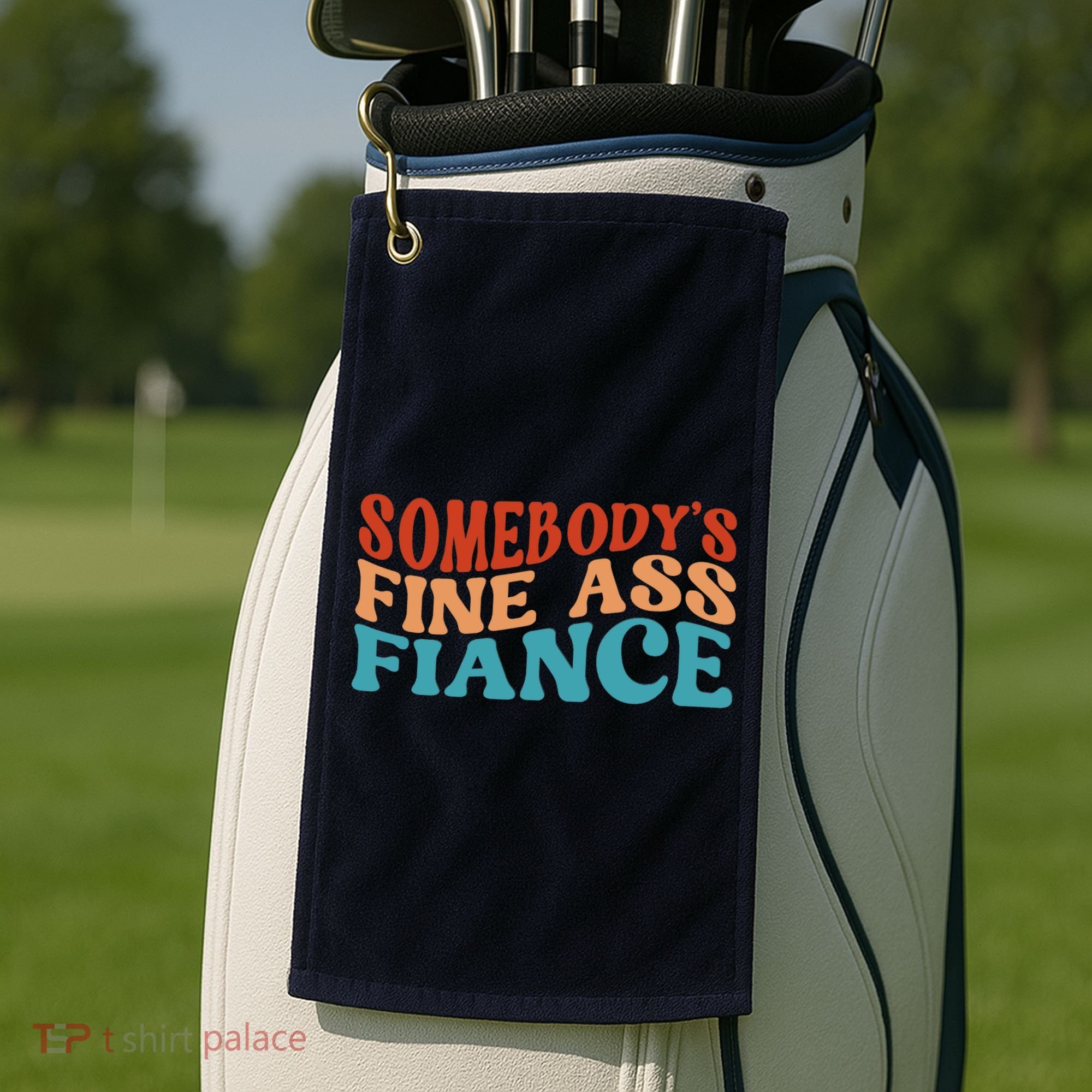 Somebody's Fine Ass Fiance Funny Mom Saying Retro Groovy Golf Towel