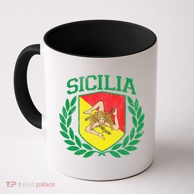 Sicilia Flag And Shield With Trinacria Sicily Gift Coffee Mug