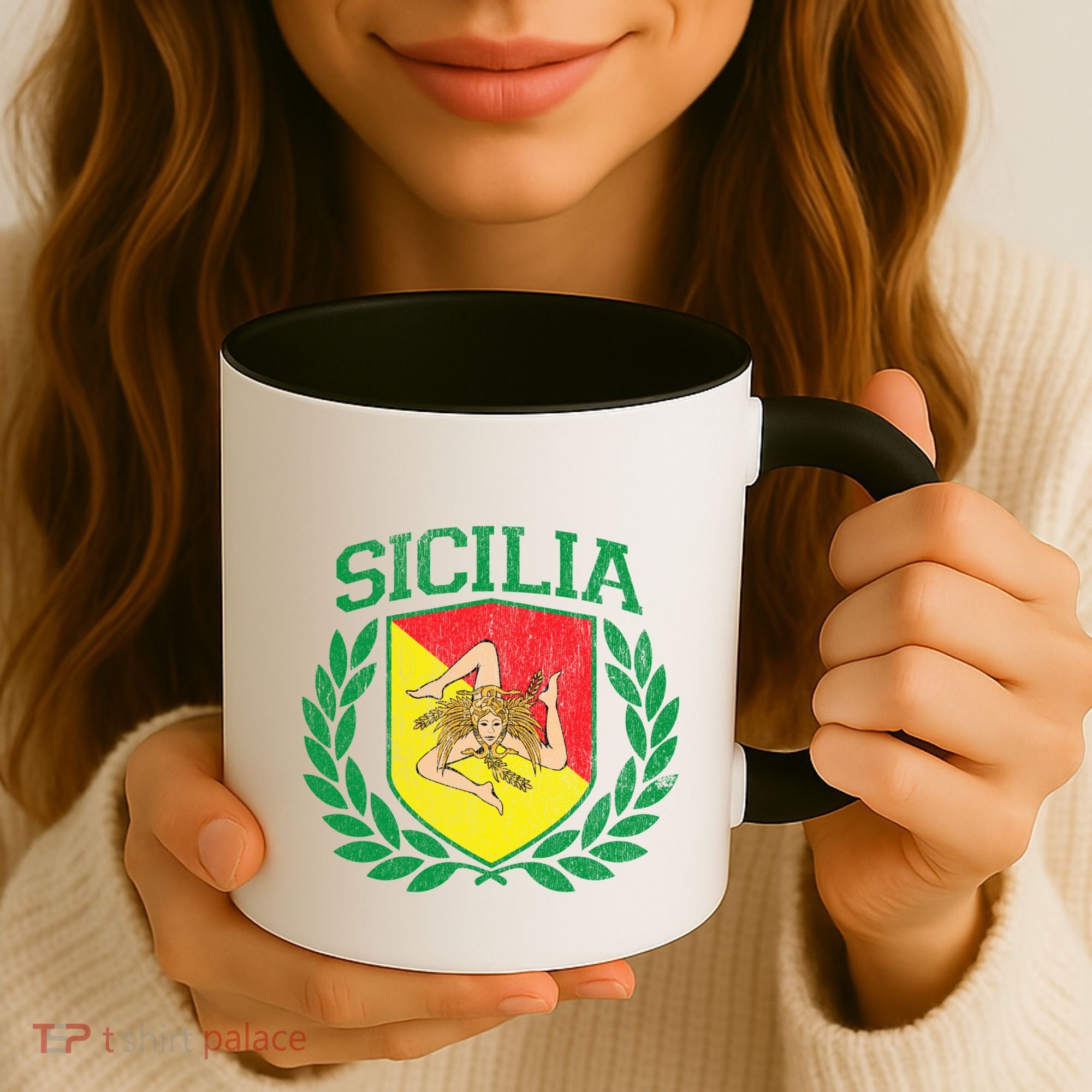 Sicilia Flag And Shield With Trinacria Sicily Gift Coffee Mug