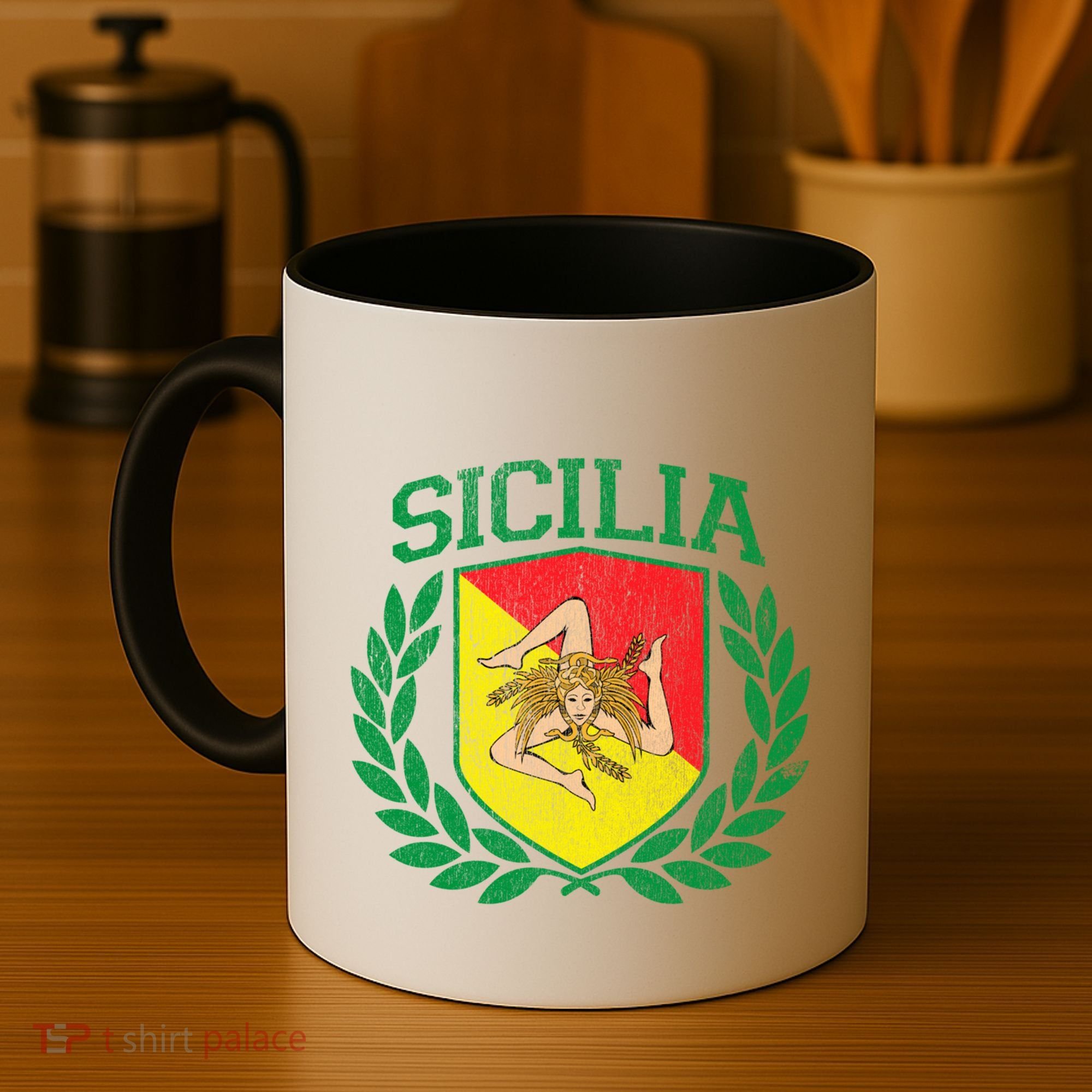 Sicilia Flag And Shield With Trinacria Sicily Gift Coffee Mug