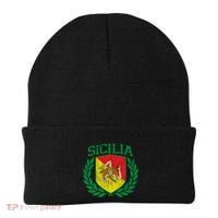 Sicilia Flag And Shield With Trinacria Sicily Gift Beanie thumb 0