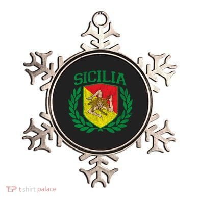 Sicilia Flag And Shield With Trinacria Sicily Gift Ornament