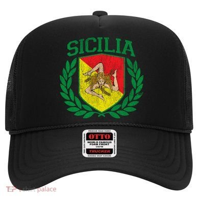Sicilia Flag And Shield With Trinacria Sicily Gift Hat