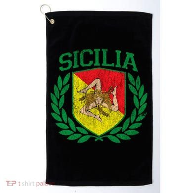 Sicilia Flag And Shield With Trinacria Sicily Gift Golf Towel