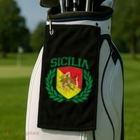 Sicilia Flag And Shield With Trinacria Sicily Gift Golf Towel thumb 2