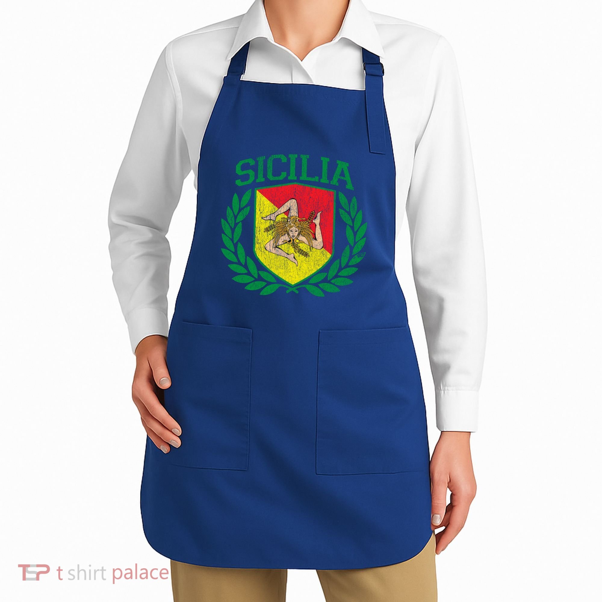 Sicilia Flag And Shield With Trinacria Sicily Gift Apron