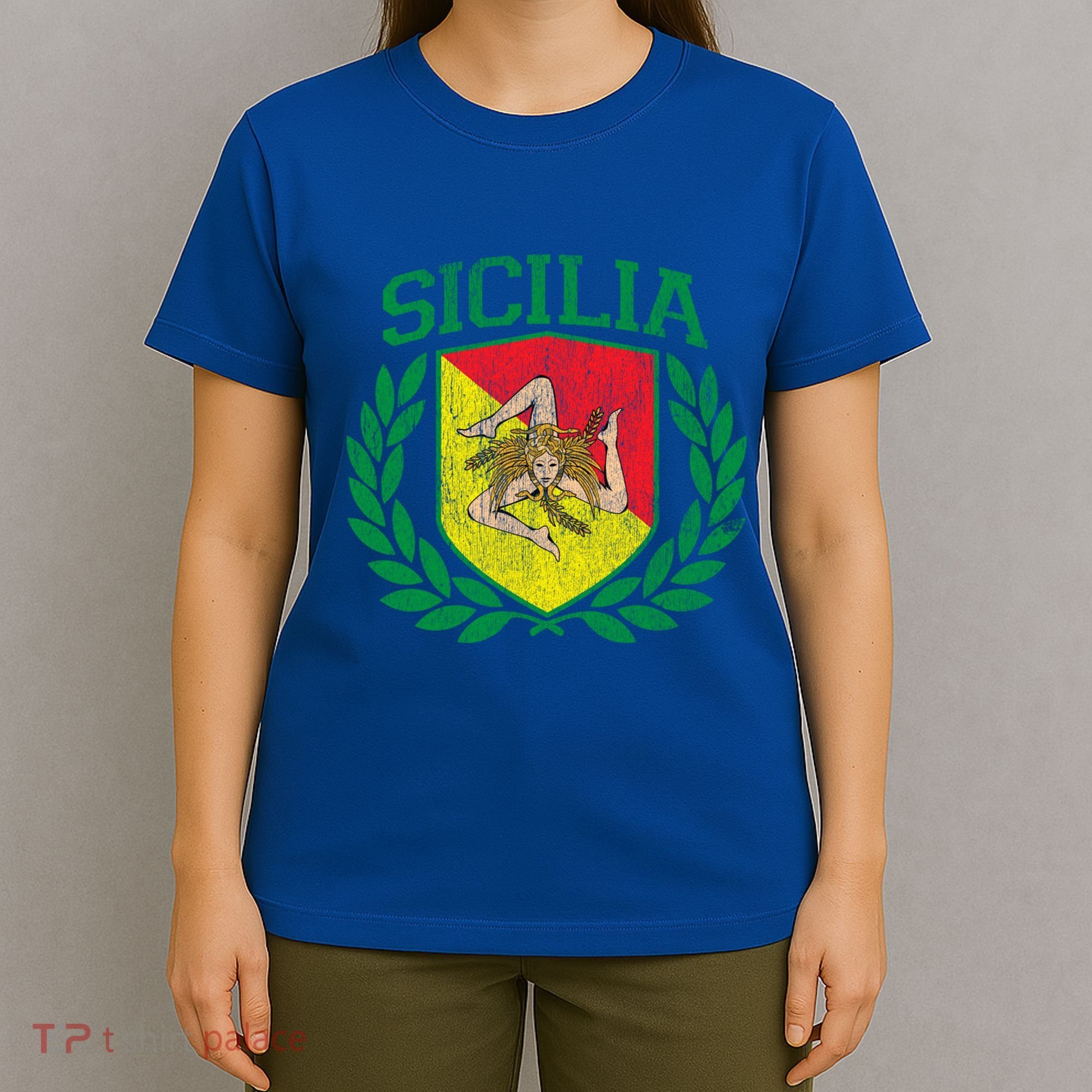 Sicilia Flag And Shield With Trinacria Sicily Gift T-Shirt