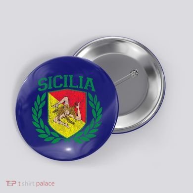 Sicilia Flag And Shield With Trinacria Sicily Gift Button