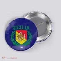 Sicilia Flag And Shield With Trinacria Sicily Gift Button thumb 0