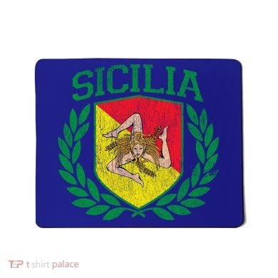 Sicilia Flag And Shield With Trinacria Sicily Gift Mousepad