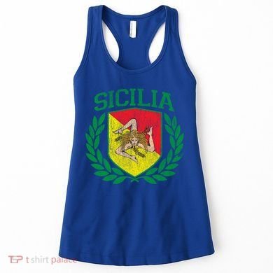 Sicilia Flag And Shield With Trinacria Sicily Gift Women's Tank Top