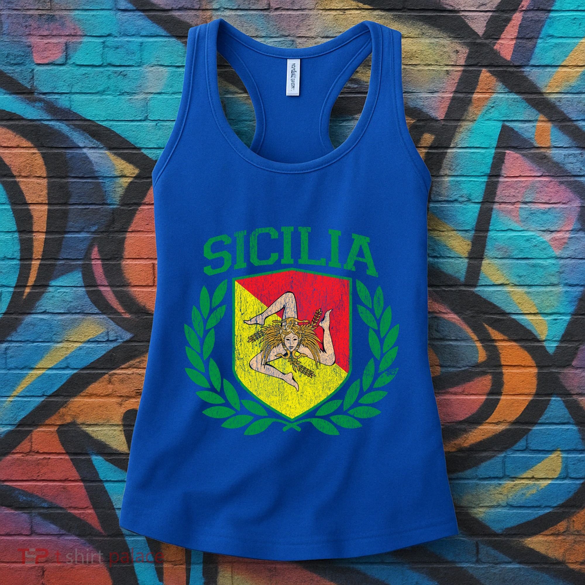 Sicilia Flag And Shield With Trinacria Sicily Gift Women's Tank Top