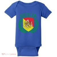 Sicilia Flag And Shield With Trinacria Sicily Gift Baby Bodysuit thumb 0