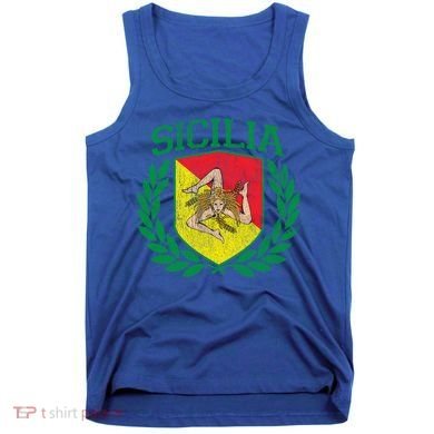 Sicilia Flag And Shield With Trinacria Sicily Gift Tank Top