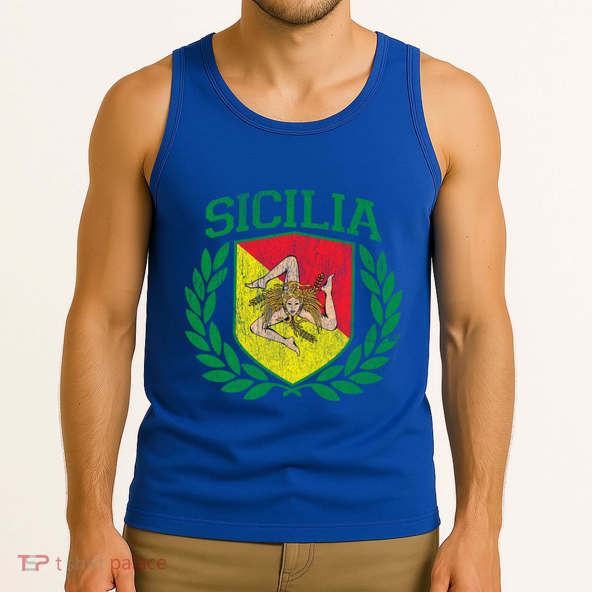 Sicilia Flag And Shield With Trinacria Sicily Gift Tank Top