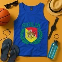 Sicilia Flag And Shield With Trinacria Sicily Gift Tank Top thumb 4