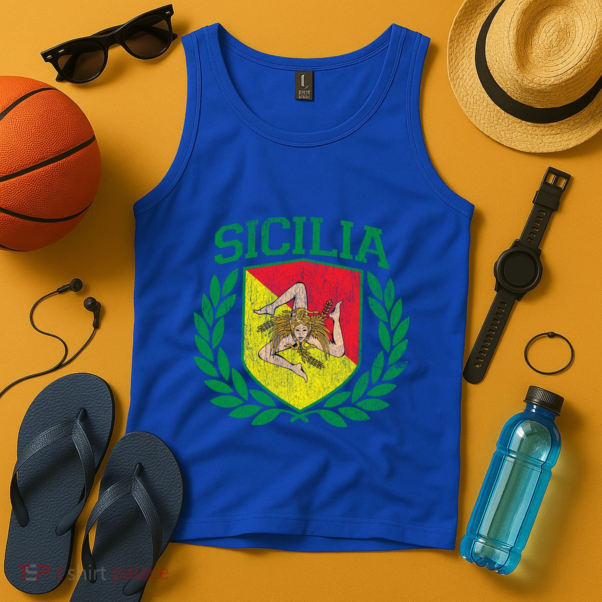 Sicilia Flag And Shield With Trinacria Sicily Gift Tank Top