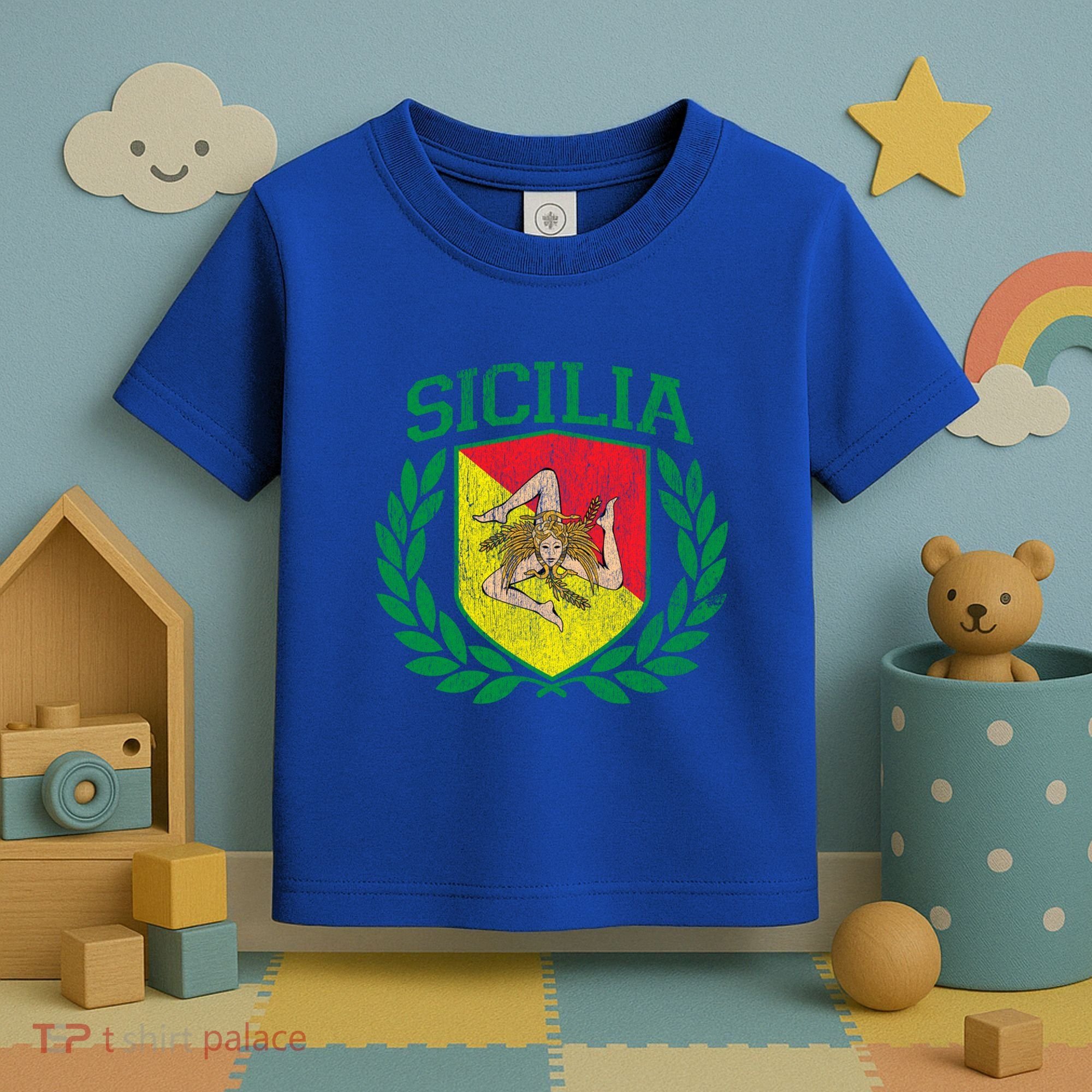 Sicilia Flag And Shield With Trinacria Sicily Gift Toddler T-Shirt