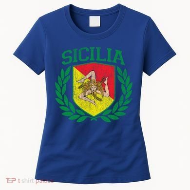 Sicilia Flag And Shield With Trinacria Sicily Gift Women's T-Shirt