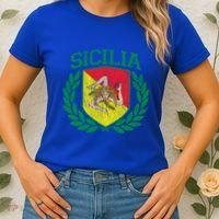 Sicilia Flag And Shield With Trinacria Sicily Gift Women's T-Shirt thumb 2