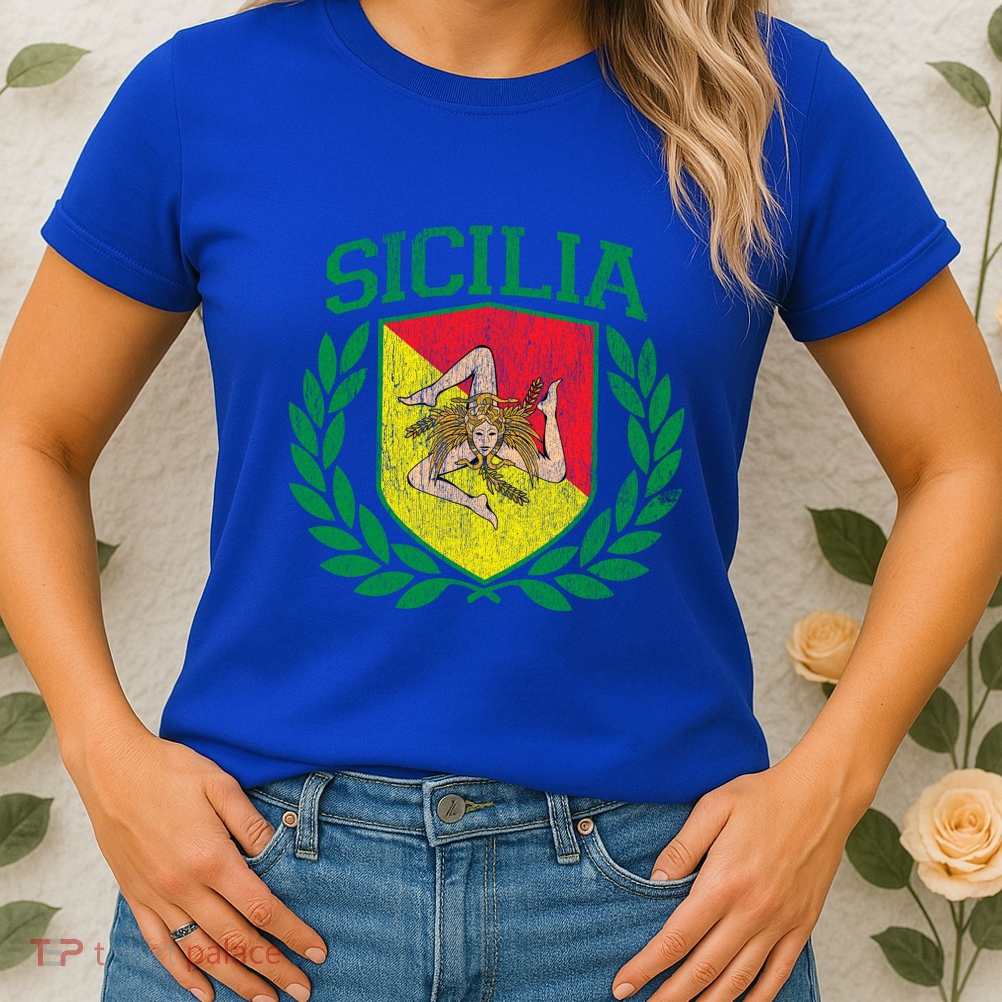 Sicilia Flag And Shield With Trinacria Sicily Gift Women's T-Shirt