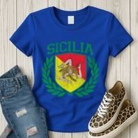 Sicilia Flag And Shield With Trinacria Sicily Gift Women's T-Shirt thumb 3