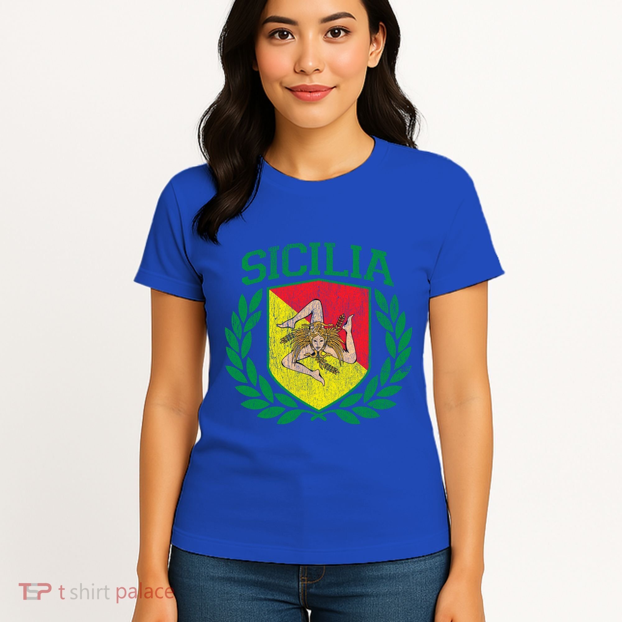 Sicilia Flag And Shield With Trinacria Sicily Gift Women's T-Shirt