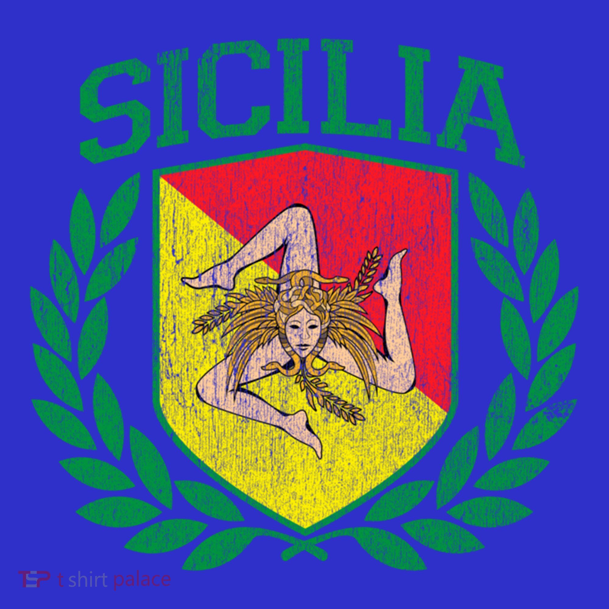 Sicilia Flag And Shield With Trinacria Sicily Gift Women's T-Shirt