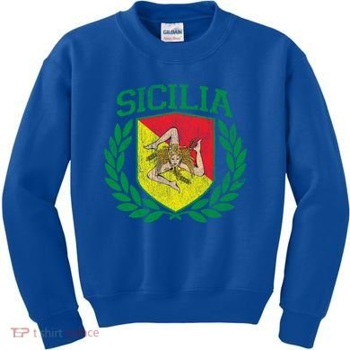 Sicilia Flag And Shield With Trinacria Sicily Gift Kids Sweatshirt