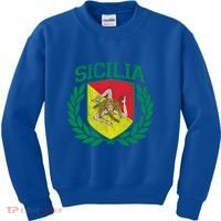 Sicilia Flag And Shield With Trinacria Sicily Gift Kids Sweatshirt thumb 0