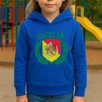 Sicilia Flag And Shield With Trinacria Sicily Gift Kids Hoodie thumb 3