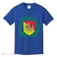 Sicilia Flag And Shield With Trinacria Sicily Gift Kids T-Shirt thumb 0