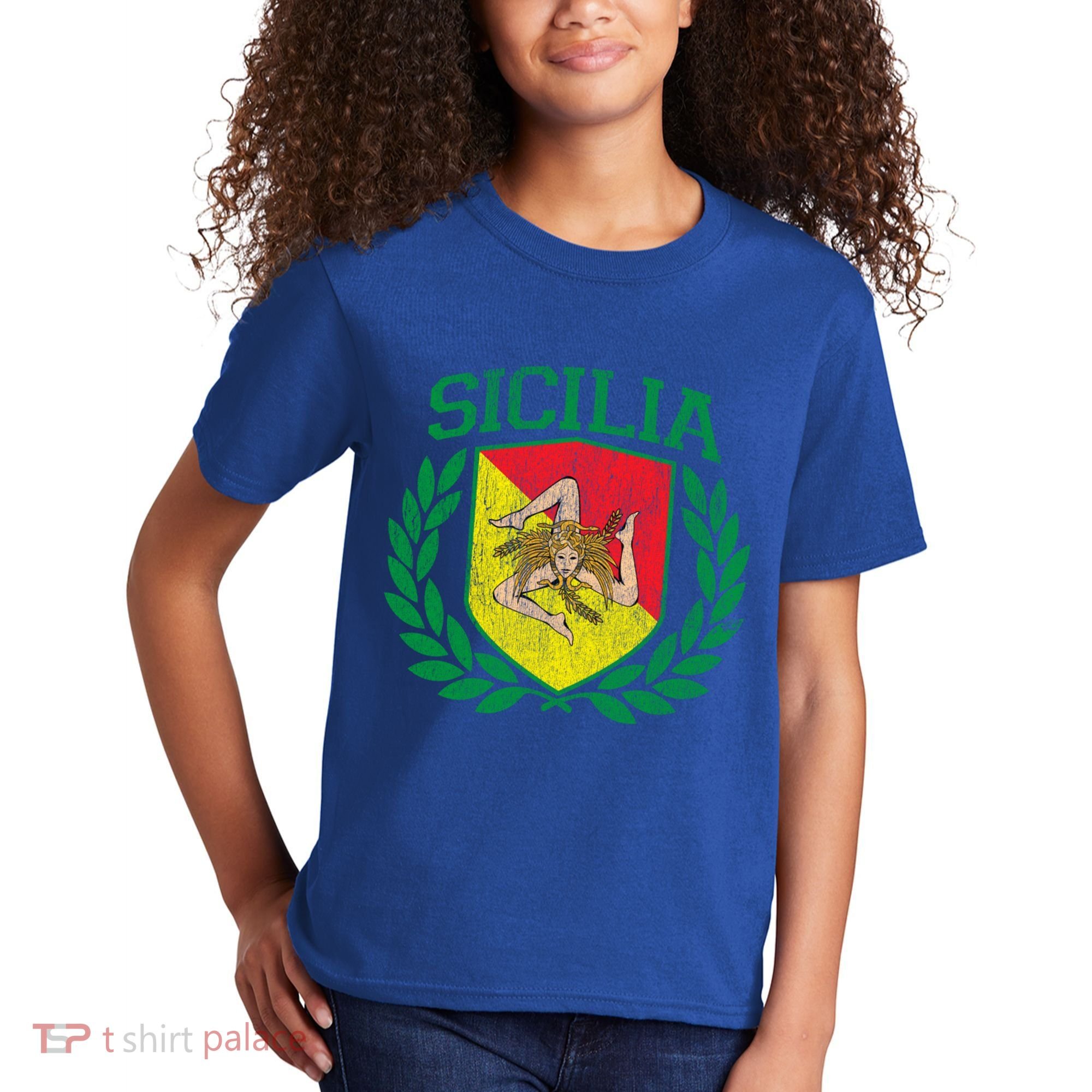 Sicilia Flag And Shield With Trinacria Sicily Gift Kids T-Shirt