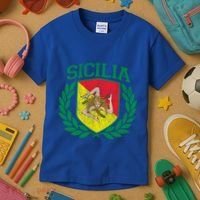 Sicilia Flag And Shield With Trinacria Sicily Gift Kids T-Shirt thumb 3