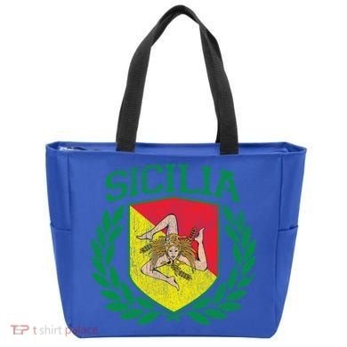 Sicilia Flag And Shield With Trinacria Sicily Gift Tote Bag