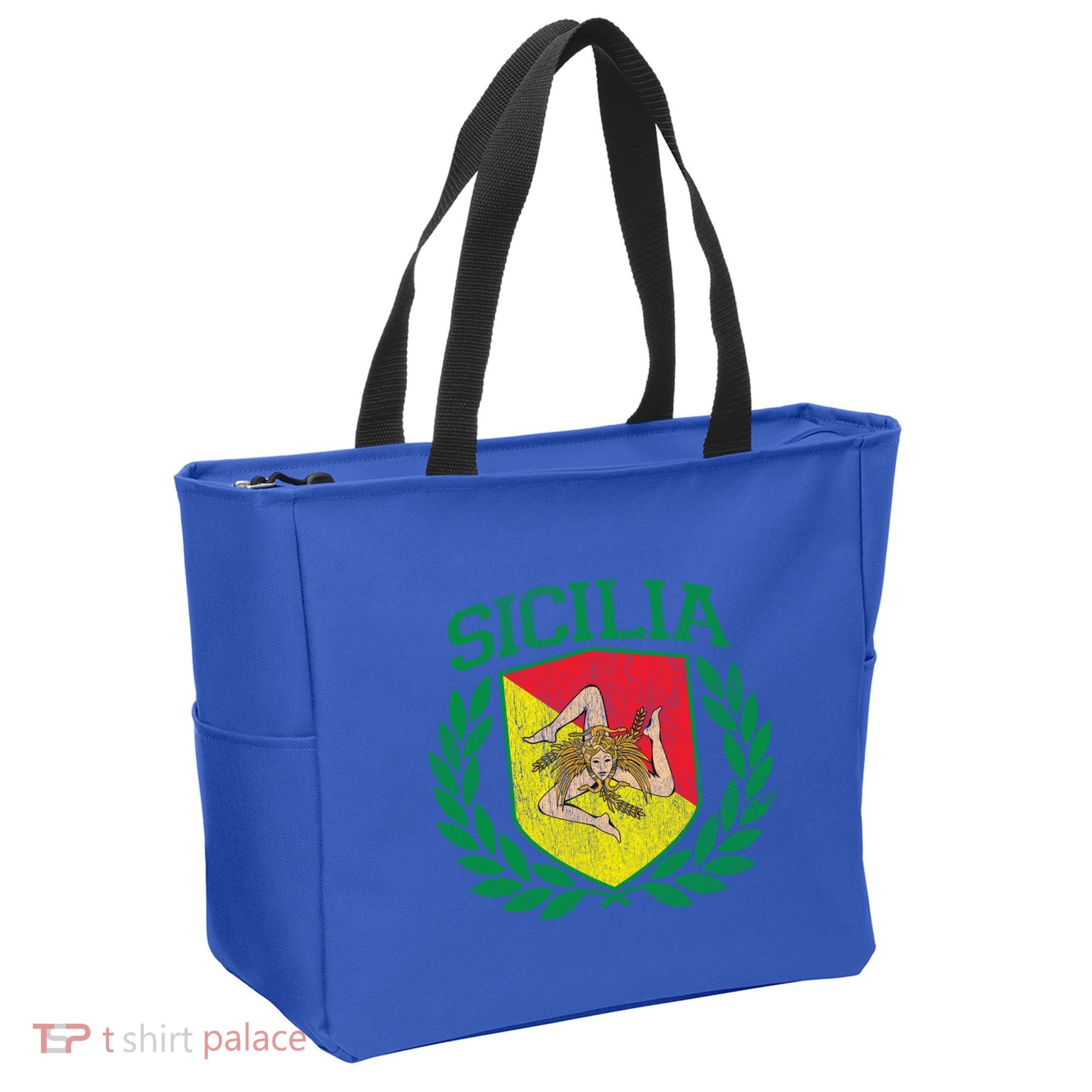 Sicilia Flag And Shield With Trinacria Sicily Gift Tote Bag