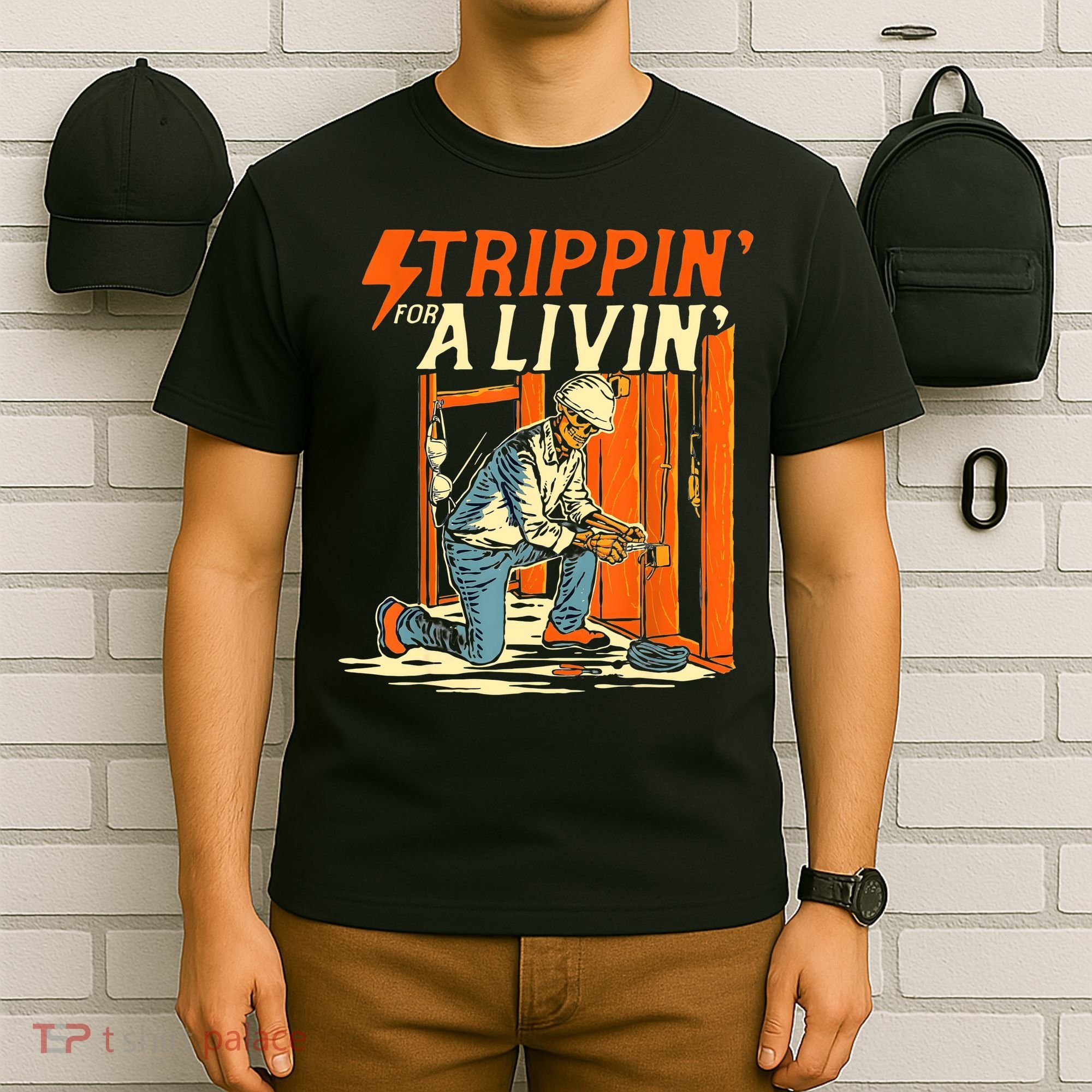 Stripping For A Living Electrician Work Electrical Worker T-Shirt