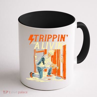 Stripping For A Living Electrician Work Electrical Worker Coffee Mug back