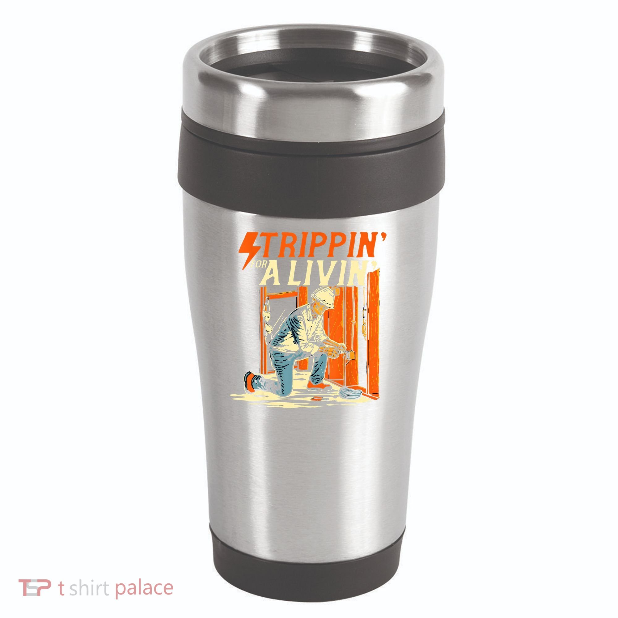 Stripping For A Living Electrician Work Electrical Worker 16oz Travel Tumbler