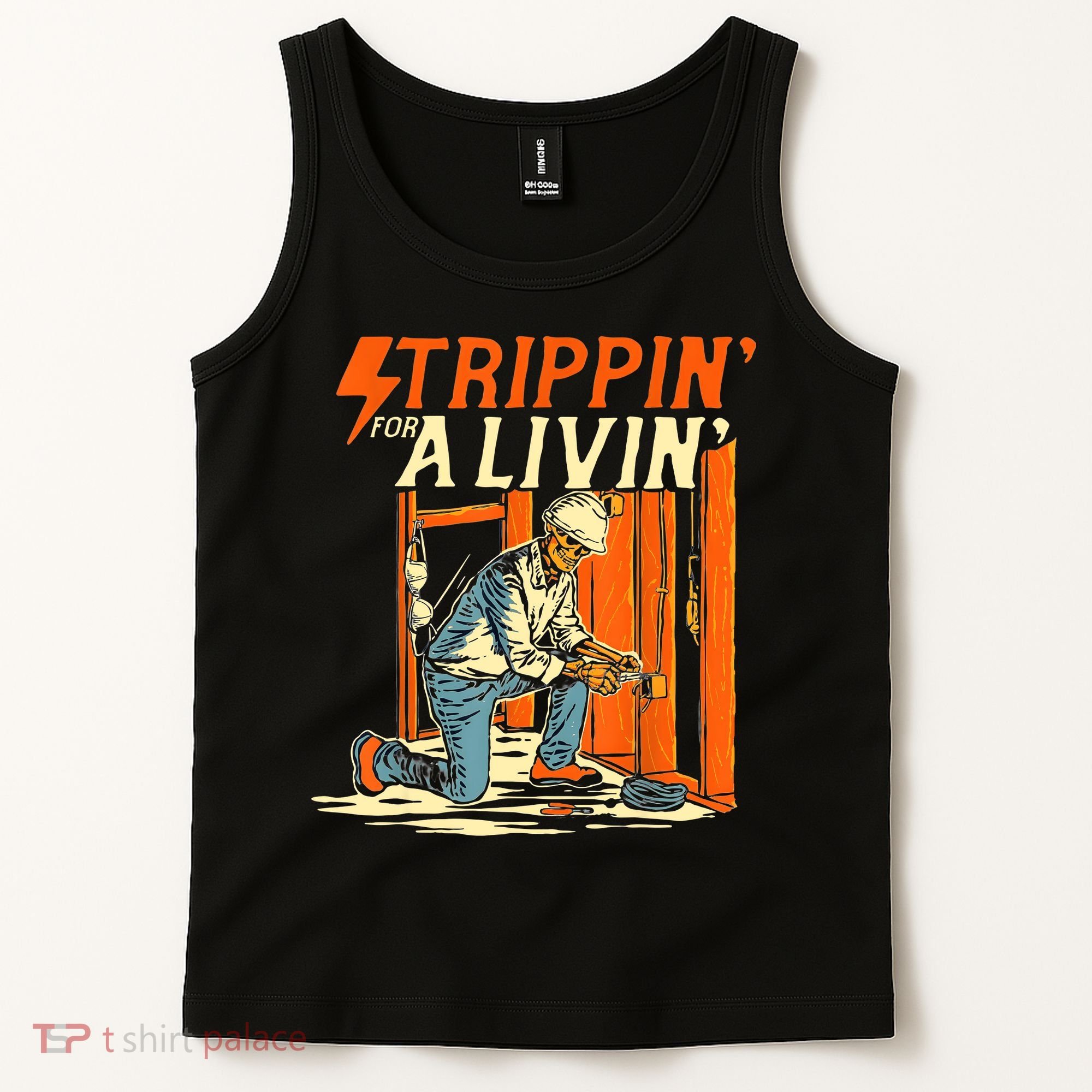 Stripping For A Living Electrician Work Electrical Worker Tank Top